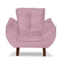 Mini Poltrona Cadeira Infantil de Criança Suede Rosa Bebê Pés Palito - Sonho das Poltronas