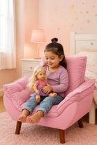 Mini Poltrona Cadeira Infantil de Criança Suede Rose Pés Palito Mini Poltrona Cadeira Infantil de Criança Suede Rose Pés Palito