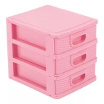 Mini Porta Gaveteiro Organizador de Mesa 3 Gavetas Texturizado Compacto - Monte Líbano