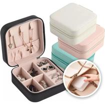 Mini Porta Jóias 10x10x5cm Estojo Portátil Brincos Bijuterias Anel Colares com zíper material sintético Mini Porta Jóias 10x10x5cm Estojo Portátil Brincos Bijuterias Anel Colares com zíper material sintético