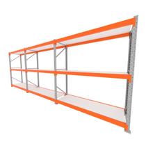 Mini porta pallet 200 kg por nivel inicial +2 continuação com 3 niveis laranja com MDF Branco