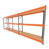 Mini porta pallet 200 kg por nivel inicial +2 continuação com 3 niveis laranja com MDF Cru Mini porta pallet 200 kg por nivel inicial +2 continuação com 3 niveis laranja com MDF Cru