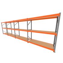 Mini porta pallet 200 kg por nivel inicial +3 continuação com 3 niveis laranja com MDF Cru Mini porta pallet 200 kg por nivel inicial +3 continuação com 3 niveis laranja com MDF Cru