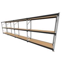 Mini porta pallet 200 kg por nivel inicial +3 continuação com 3 niveis preto com MDF Cru Mini porta pallet 200 kg por nivel inicial +3 continuação com 3 niveis preto com MDF Cru
