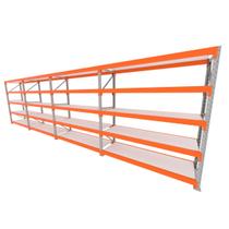 Mini porta pallet 200 kg por nivel inicial +3 continuação com 5 niveis laranja com MDF Branco Mini porta pallet 200 kg por nivel inicial +3 continuação com 5 niveis laranja com MDF Branco