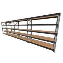 Mini porta pallet 200 kg por nivel inicial +3 continuação com 5 niveis preto com MDF Cru Mini porta pallet 200 kg por nivel inicial +3 continuação com 5 niveis preto com MDF Cru