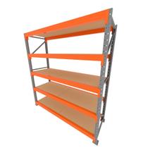 Mini porta pallet 200 kg por nivel inicial com 5 niveis laranja com MDF Cru Mini porta pallet 200 kg por nivel inicial com 5 niveis laranja com MDF Cru