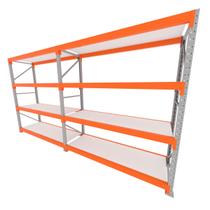 Mini porta pallet 200 kg por nivel inicial + continuação com 4 niveis laranja com MDF Branco Mini porta pallet 200 kg por nivel inicial + continuação com 4 niveis laranja com MDF Branco