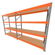 Mini porta pallet 200 kg por nivel inicial + continuação com 4 niveis laranja com MDF Cru Mini porta pallet 200 kg por nivel inicial + continuação com 4 niveis laranja com MDF Cru
