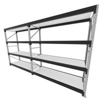 Mini porta pallet 200 kg por nivel inicial + continuação com 4 niveis preto com MDF Branco Mini porta pallet 200 kg por nivel inicial + continuação com 4 niveis preto com MDF Branco