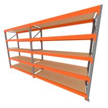 Mini porta pallet 200 kg por nivel inicial + continuação com 5 niveis laranja com MDF Cru Mini porta pallet 200 kg por nivel inicial + continuação com 5 niveis laranja com MDF Cru