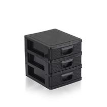 Mini Porta Tudo para Casa Texturizado Gaveteiro Organizador 15x13x14cm com 3 Gavetas