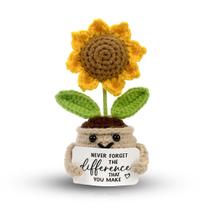 Mini positivo de crochê de girassol Tiny Detalles com cartão Mini positivo de crochê de girassol Tiny Detalles com cartão