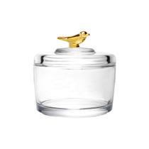 Mini Pote De Cristal Tampa Bird Dourado Decorativo Baleiro