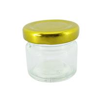Mini Pote Hermético Cilíndrico de Vidro Com Tampa Dourada
