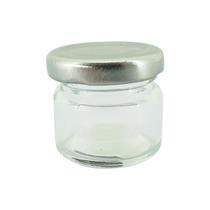 Mini Pote Hermético Cilíndrico de Vidro Com Tampa Prateado