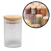 Mini Pote Hermético Porta Mantimento Vidro Borossilicato Tampa Bambu 90ml - Wolff