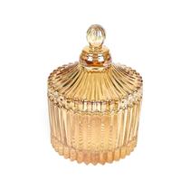 Mini Potiche Bohemia De Vidro C/Tampa Porta Vela Enfeite 9cm