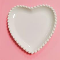 mini prato cerâmica coração com bolinhas petisqueira bowl porta jóia