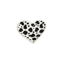 Mini Prato Coração De Porcelana Animal Print Cow 11,5 x 12,5 x 1,5cm - Unid.