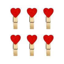 Mini Pregador Coração Decorativo - 6 Unidades