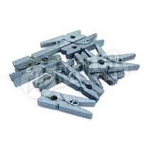Mini Pregador de Madeira Pequeno Prata 25x7x4mm (Prendedor) - 10 unidades