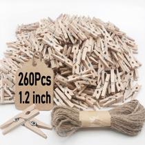 Mini Pregadores de Madeira Wddeevoi 260pcs com Barbante de Juta Mini Pregadores de Madeira Wddeevoi 260pcs com Barbante de Juta