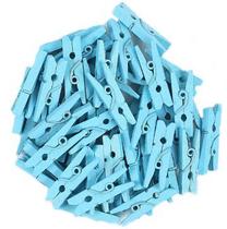 Mini Prendedor de Madeira Azul Claro 3,5cm - 50 Unidades - Artlille