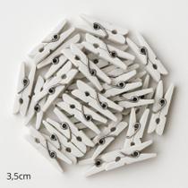Mini Prendedor de Madeira Branco 3,5cm - 50 Unidades