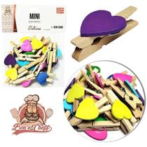 Mini Prendedor De Madeira Coracao Com 20 Pecas 3Cm Mini Prendedor De Madeira Coracao Com 20 Pecas 3Cm