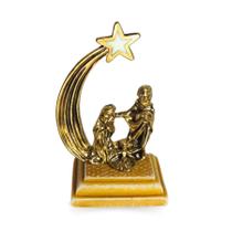 Mini Presépio de Natal Com Estrela de Belém Metal Pedra