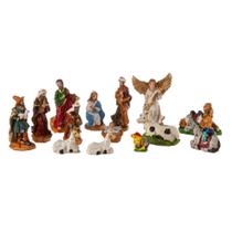 Mini Presépio Natalino com 14 Peças em Resina - Pintado à Mão Mini Presépio Natalino com 14 Peças em Resina - Pintado à Mão