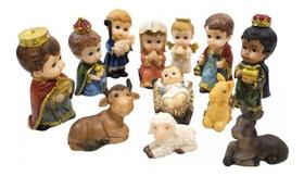 Mini Presépio Resina Completo Pequeno Infantil 11 Peças 8cm Mini Presépio Resina Completo Pequeno Infantil 11 Peças 8cm