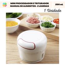 Mini Processador Alimentos Triturador Manual 2 Laminas 200ml Belakaza