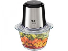 Mini Processador de Alimentos Philco - PPS01I Inox Glass 2 em 1 Copo de Vidro 350W