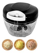 Mini Processador E Triturador De Alimentos Alho Cebola 500ml Cor Preto