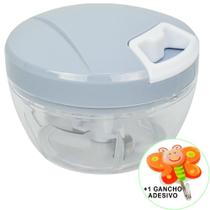 Mini Processador e Triturador de Alimentos Manual 3 Lâminas Azul + Gancho Parede CBRN17867