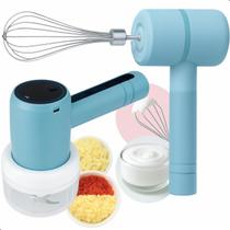 Mini Processador Elétrico Batedeira Portátil Misturador Ovos Bolo Aço Inox