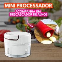 Mini Processador Manual 2Lâminas 200ML + Descascador de Alho