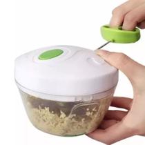 Mini Processador Manual Alho Cebola 3 Lâminas Inox Verde