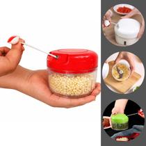 Mini Processador Manual Alimentos Triturador De Alho Cebola Temperos Portátil Sem Energia Cozinha Prático Fácil Limpeza 200 ml