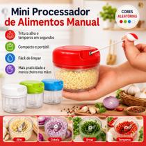Mini Processador Manual Alimentos Triturador De Alho Cebola Temperos Portátil Sem Energia Cozinha Prático Fácil Limpeza 200 ml