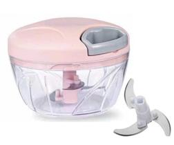 Mini Processador Rosa Manual Alimentos 3 Laminas Inox Triturador,Picador,Legumes,Carnes,Verduras