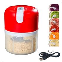 Mini Processador Triturador Alimentos Elétrico Recarregável Cozinha Churrasco Mini Processador Triturador Alimentos Elétrico Recarregável Cozinha Churrasco