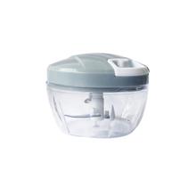 Mini processador triturador de alimentos manual em plástico com 2 lâminas 6x9cm
