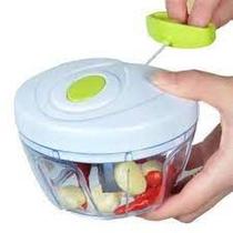 Mini Processador Triturador De Alimentos Manual Para Alho Cebola Tomate Frutas Com 3 Laminas