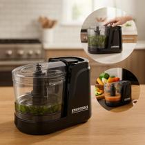 Mini Processador Triturador Elétrico 100W 127V 350ml Preto Pica Legumes, Carnes, Frutas e Temperos com Rapidez e Praticidade