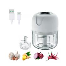 Mini Processador Triturador Elétrico de Alho e Cebola Sem Fio Recarregável USB 250ml