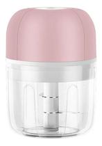 Mini Processador Triturador Moedor Elétrico Alho C/ Fio Usb Rosa