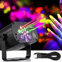 Mini Projetor Laser Para Festa, 60 Modos, RGB LED, Dj, Laser, USB, Luz UV Party Light - 194889